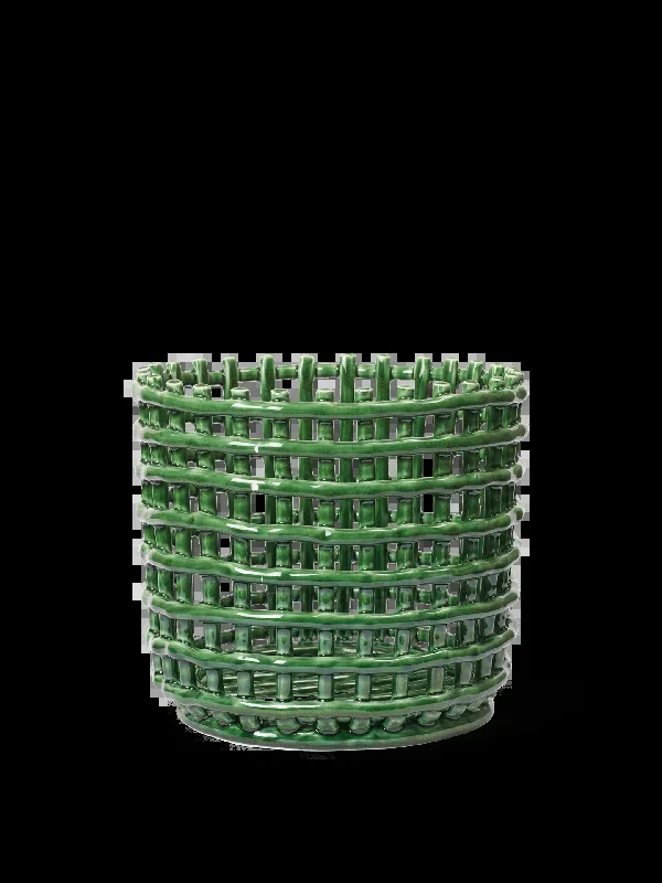 Ceramic Basket – Large – Emerald Green