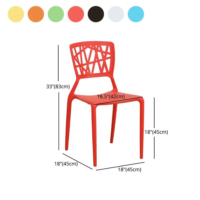 Chaise arrière ouverte contemporaine en plastique empilable à manger sans arme
