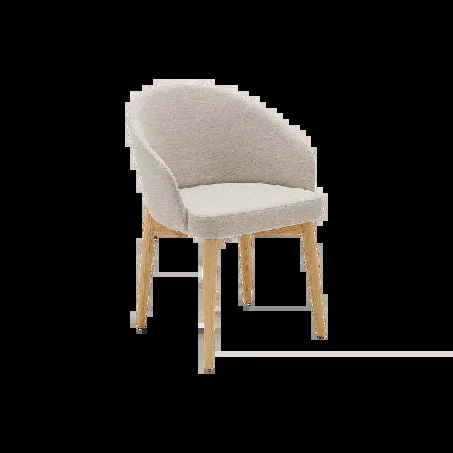 Chaise avec accoudoirs pieds bois Maud – Gris Perle
