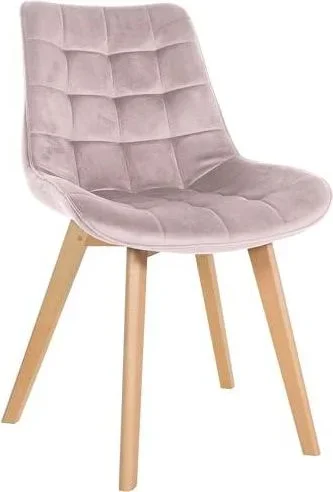 Chaise Brook I Chaise de Salle à Manger piquée sur Velours I Structure à Quatre Pieds en Bois, Couleur:Rose