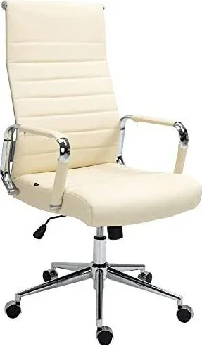 Chaise de Bureau Ergonomique Kolumbus en Cuir véritable, réglable en Hauteur en continu, Charge maximale 150 kg, Couleur:crème