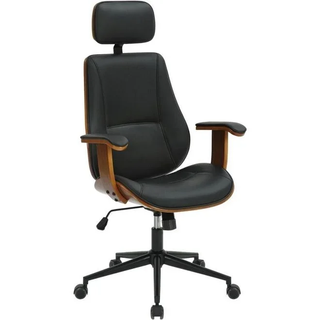 Chaise de bureau Lugo similicuir Noyer / Noir