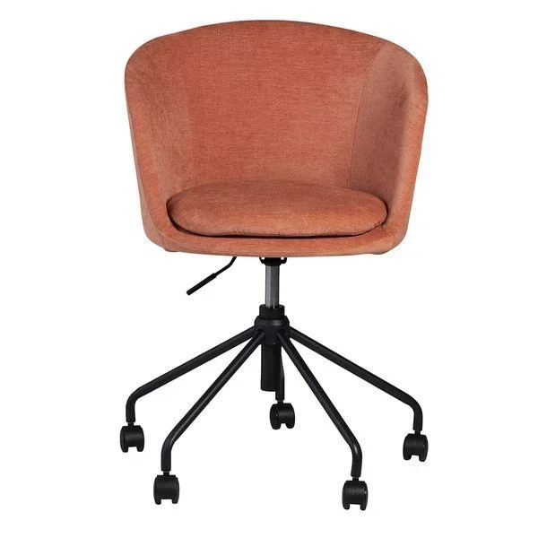 Chaise de bureau tissu soft touch saumon Mado