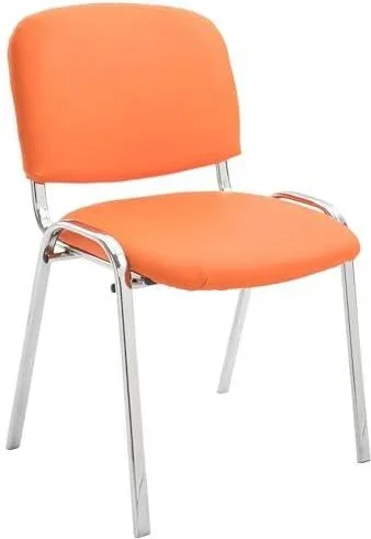 Chaise De Conférence Ken en Similicuir I Chaise Visiteur avec Piétement en Métal Chromé I Chaise Confortable pour Salle DAttente, Couleur:Orange