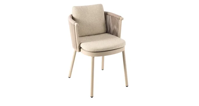 Chaise de repas d’extérieur en couleur lin et cordes beiges Mendoza