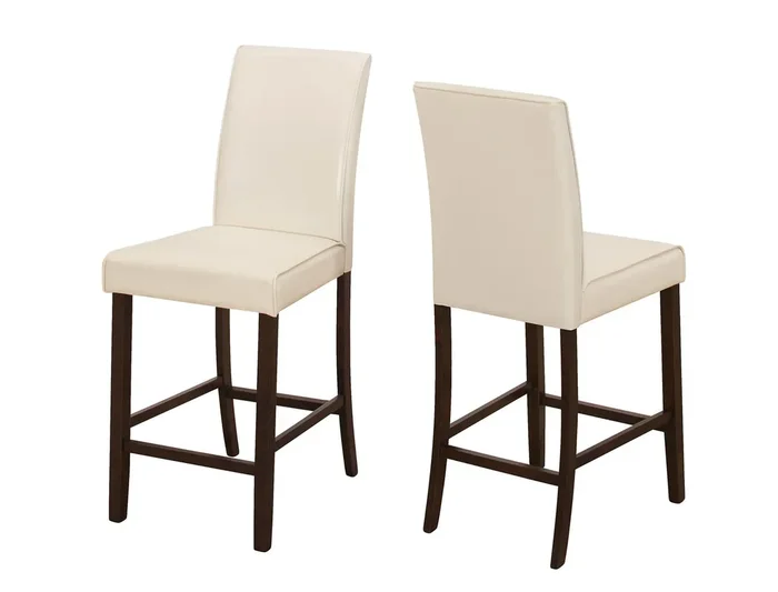 CHAISE DE SALLE À MANGER – 2PCS / HAUTEUR COMPTOIR SIMILICUIR IVOIRE