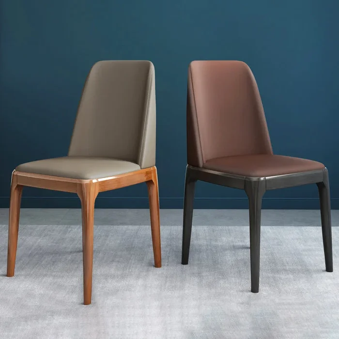 Chaise de salle à manger en cuir en cuir en cuir en cuir en cuir en cuir en cuir en cuir en cuir en cuir mate finale mate (ensemble 2)
