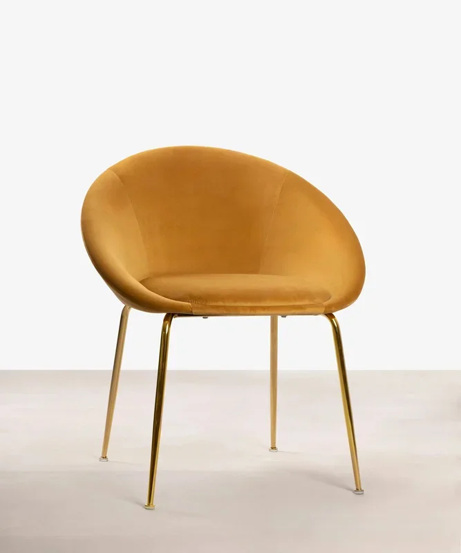 Chaise de salle à manger en métal et velours Jovick Velvet Gold