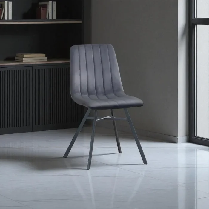 Chaise de salle à manger moderne en tissu gris Curtis