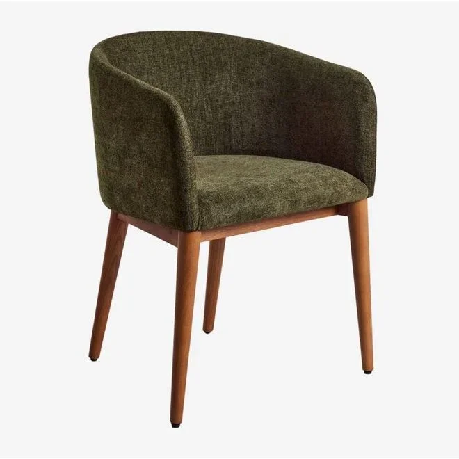 Chaise de salle à manger rembourrée Bunia avec accoudoirs SKLUM Bois Foncé
