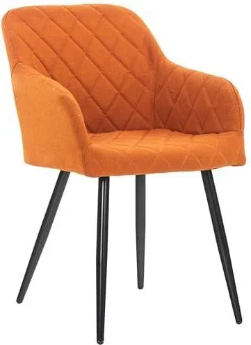 Chaise De Salle A Manger Shila en Tissu Ou VeloursI Chaise Retro avec Accoudoirs I Piètement en Métal Noir, Couleur:Orange, Matériel:Tissu