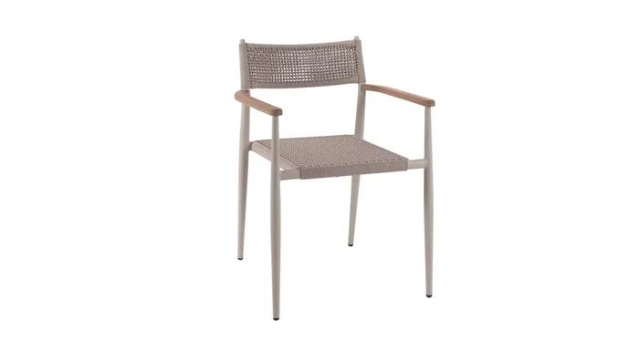 Chaise empilable en alu couleur lin et corde Léo – Gescova