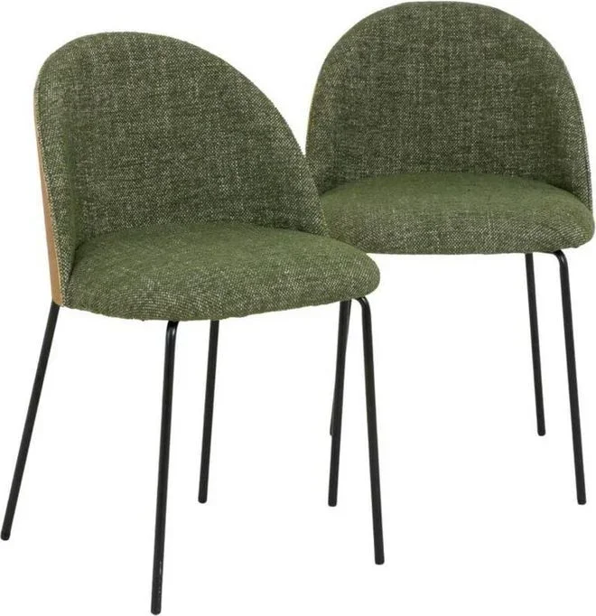 Chaise en tissu vert et bois clair Nyssa (lot de 2)
