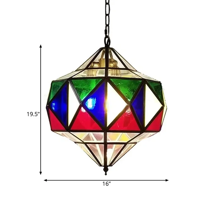 Chandelier en laiton en laiton coloré forme 3 lumières plafonnier peinnaire arabe avec chaîne réglable