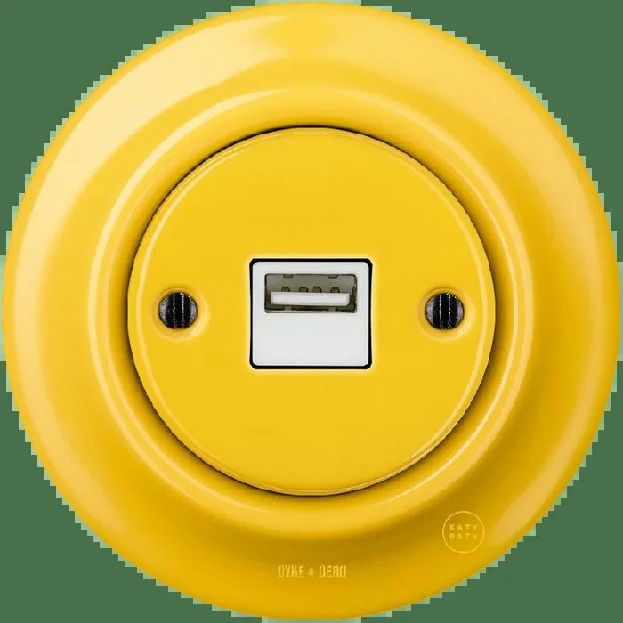 CHARGEUR USB MURAL PORCELAINE JAUNE