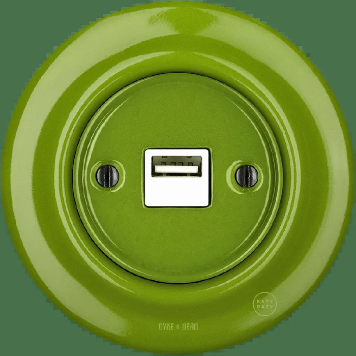 CHARGEUR USB MURAL PORCELAINE VERT