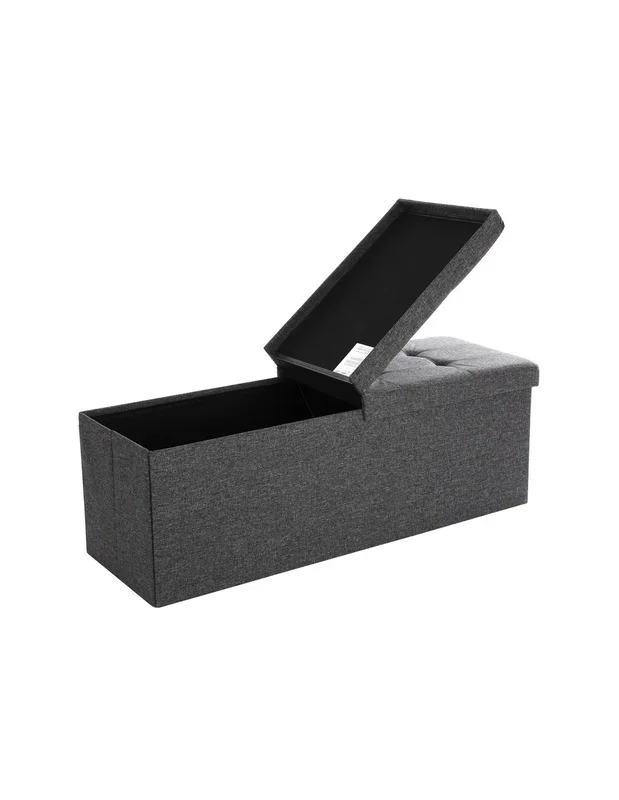 Coffre Rangement Gris 120L 110 x 38 x 38 cm Banc de Rangement