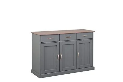 Commode – Buffet – 3 Portes – 3 tiroirs – Pin Massif – laqué Gris sépia Marron – Style Maison de Campagne – Luzerna 4.1