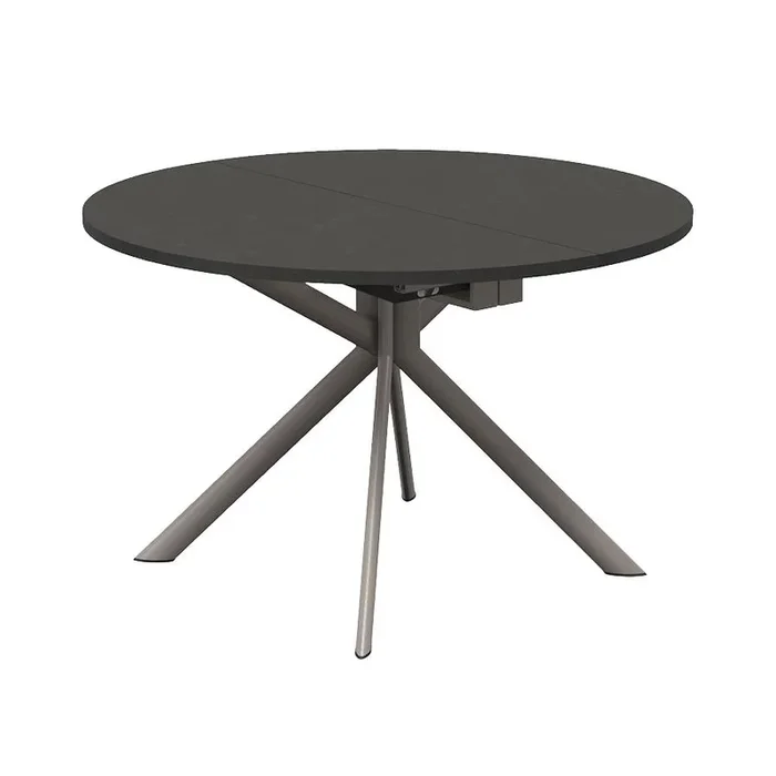 CONNUBIA table extensible à rallonge avec piètement tourterelle mat GIOVE CB/4739-D 120 cm (Plateau et rallonge oxyde de bronze – Métal et bois anobli)