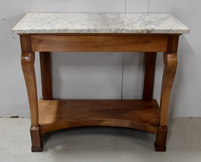 Console de Propriété, en Noyer massif, époque Restauration – Début XIXe