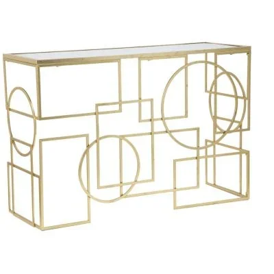 Console en métal plateau en verre Marie 120 x 41 x 81 cm