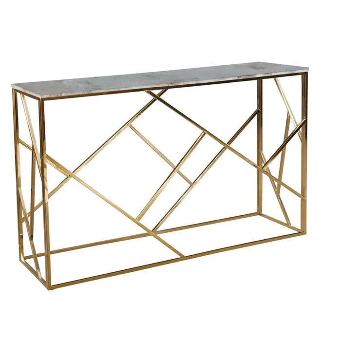 Console Geomag Or Marbre Blanc