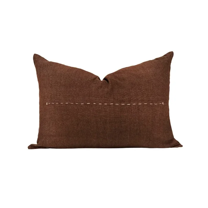 Coussin « Copper » lin brodé – Bison