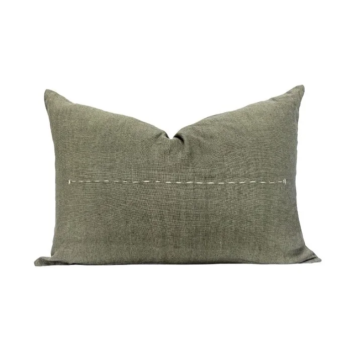 Coussin « Copper » lin brodé – Vétyver