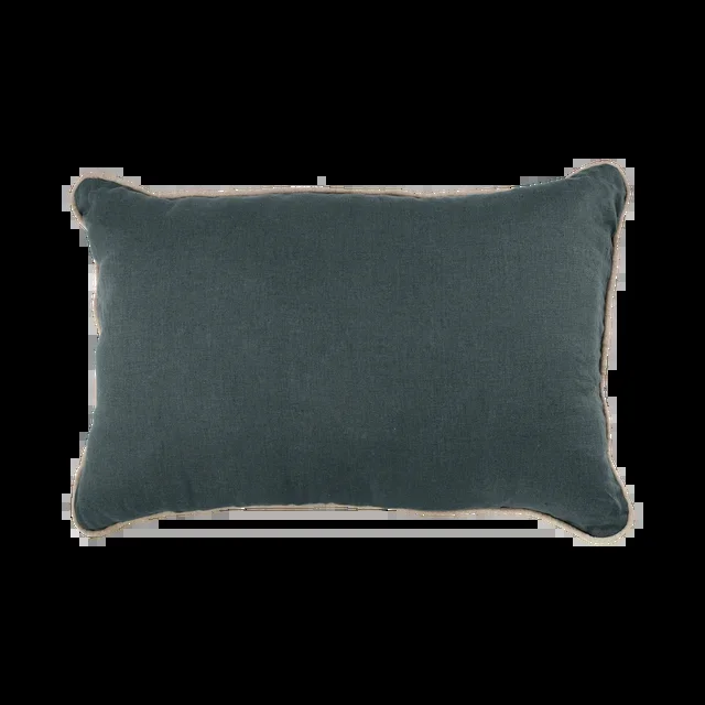 Coussin lin passepoil Carly – Marine/Lin – 40 x 60 cm