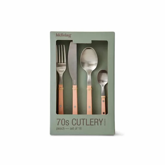 Couverts HKLiving années 70 : pêche, lot de 16
