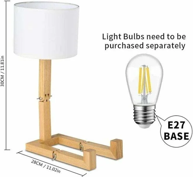 Créatif Robot Lampe de bureau, Réglable peut mettre des livres Bois Lampe de chevet avec la nuance de lampe de tissu Vis E27 Pour Eclairage décoratif