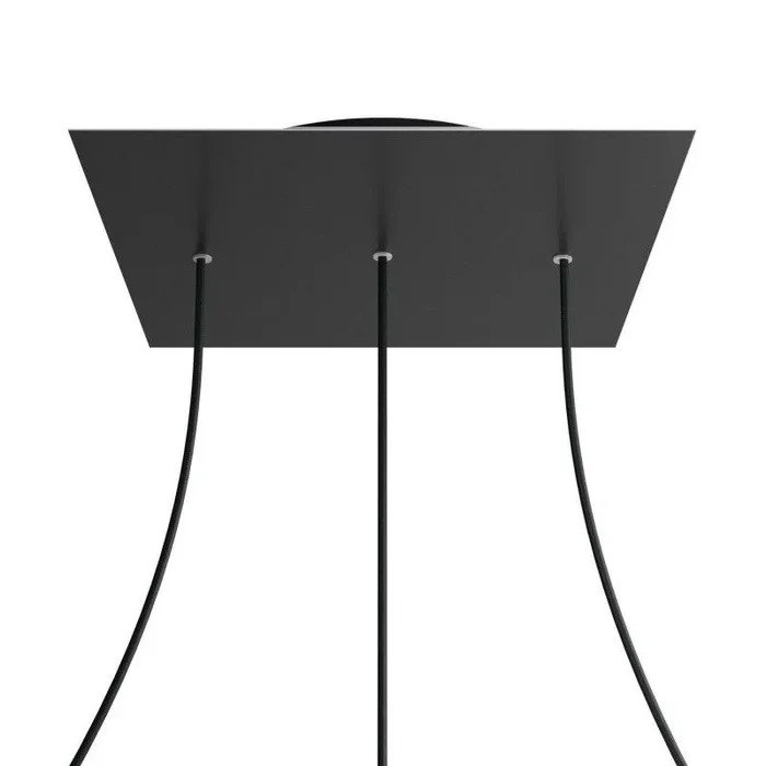 Creative Cables – Rose-One Rosace de plafond carrée pour 3 points lumineux en ligne – 40 x 40 x 3,5 cm – noir