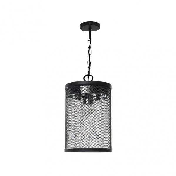 DAVY suspension 1xE27 métal/cristal noir