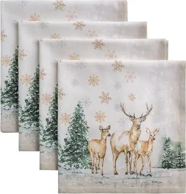 Deer In The Woods Lot de 4 serviettes de table, 100 % coton, douces et confortables, parfaites pour les dîners de famille, les mariages, la cuisine, l