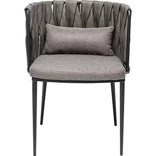 Design fauteuil Cheerio, Coussin Gris Compris, Fauteuil de Salle à Manger avec Accoudoirs, Fauteuil de Salon, (H/W/D) 75x55x52cm