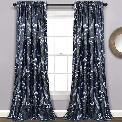 Devonia Rideaux occultants Bleu Marine/Vert 213 x 132 cm
