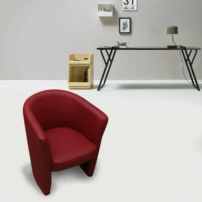 Dmora – Fauteuil avec revêtement en éco-cuir, couleur rouge, 65 x 78 x 60 cm