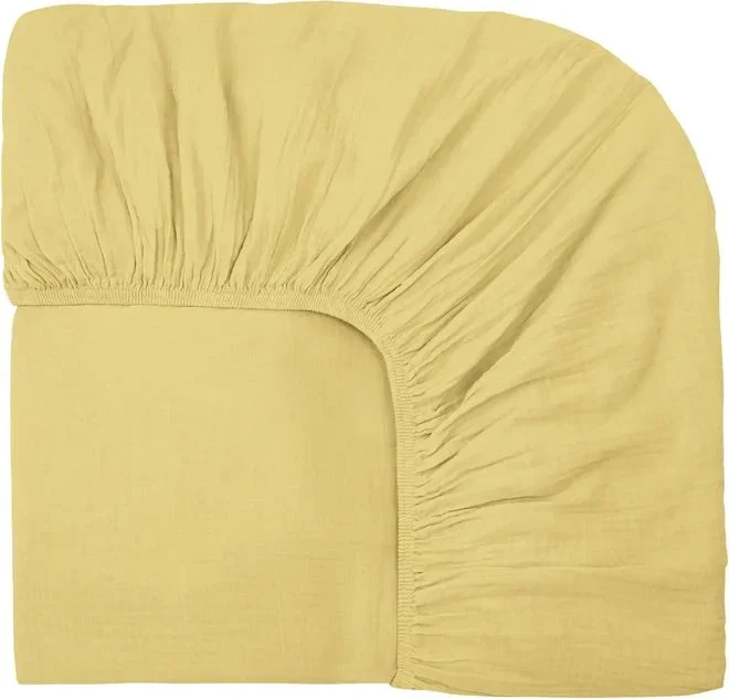 Drap-housse Dili en voile de coton Haomy Jaune