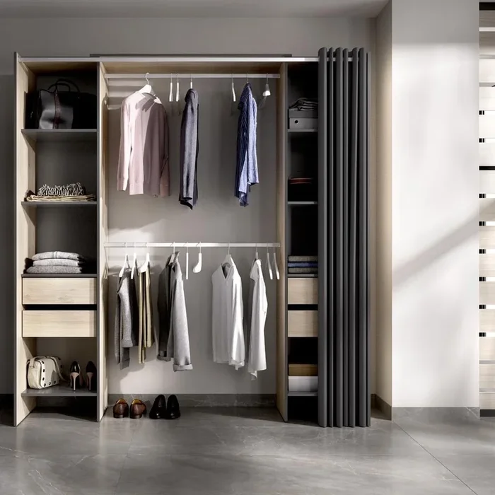 Dressing room wardrobe without doors Suit natural graphite