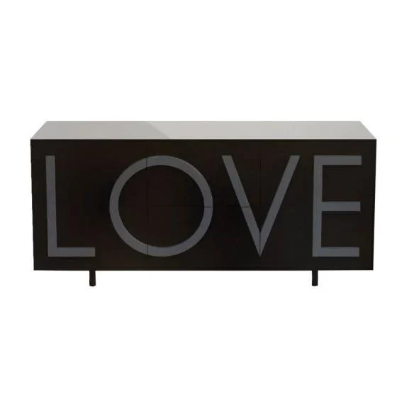 DRIADE buffet LOVE MEDIUM (Noir trafic / Gris graphite – MDF laqué)