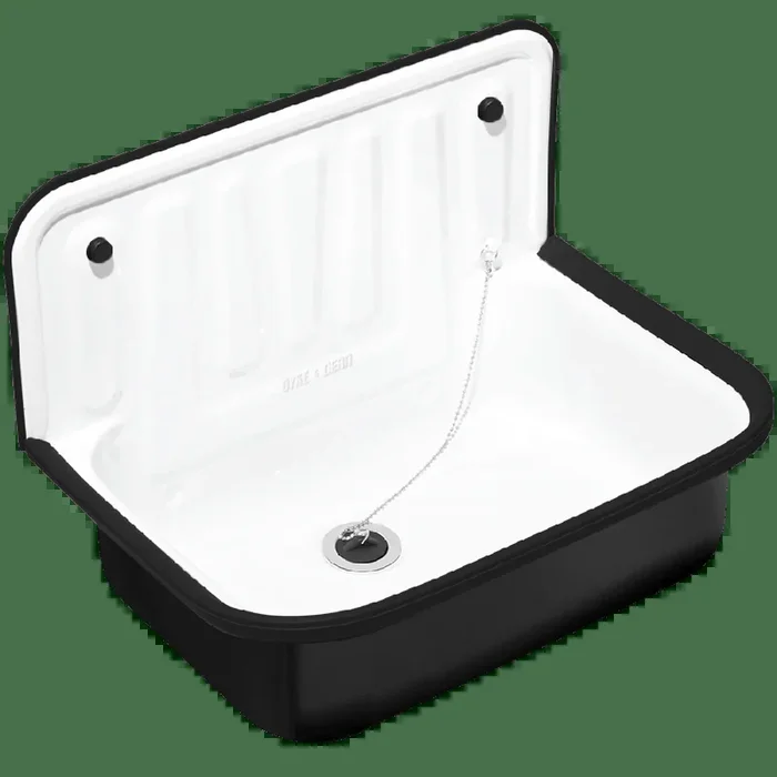 DYKE & DEAN BLACK ENAMEL BUCKET SINK BLACK RIM