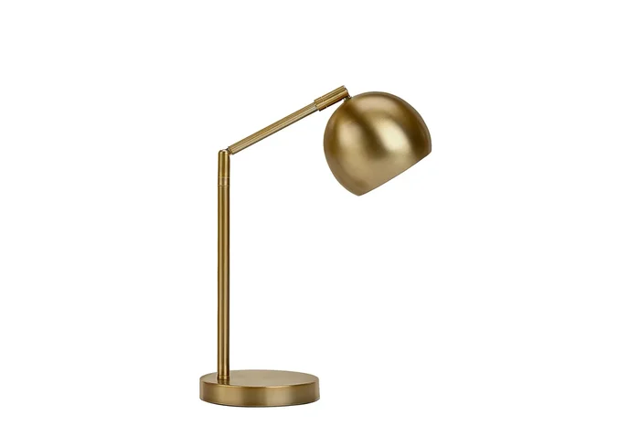 ÉCLAIRAGE – LAMPE DE TABLE 19″H MÉTAL DORÉ / ABAT-JOUR DORÉ