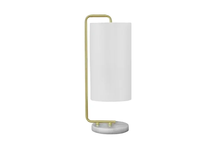 ÉCLAIRAGE – LAMPE DE TABLE 20″H MARBRE BLANC / ABAT-JOUR IVOIRE