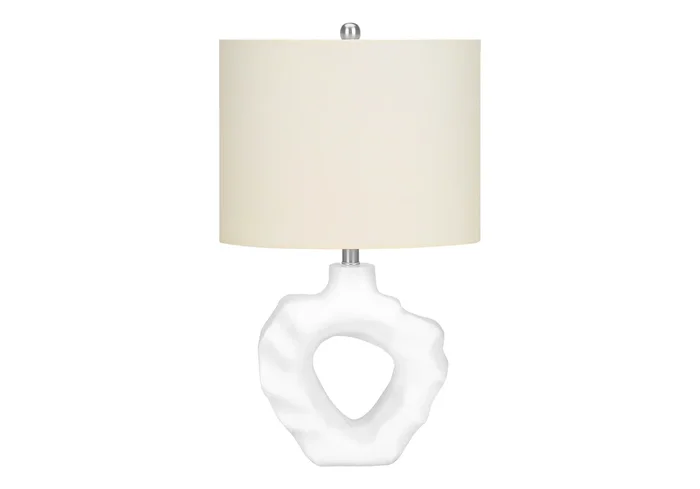ÉCLAIRAGE – LAMPE DE TABLE 25″H RÉSINE CRÈME / ABAT-JOUR IVOIRE