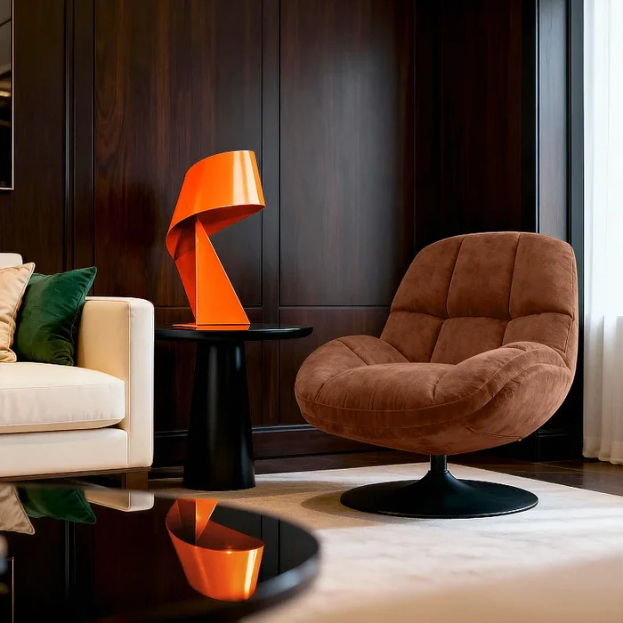 Édition limitée – Lampe de table en métal – 50 cm – Orange Tangerine – Design by Claire Norcross