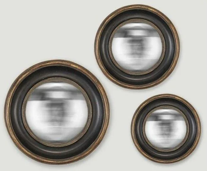 Emde – Lot de 3 miroirs ronds convexes noirs 16, 19, 23cm