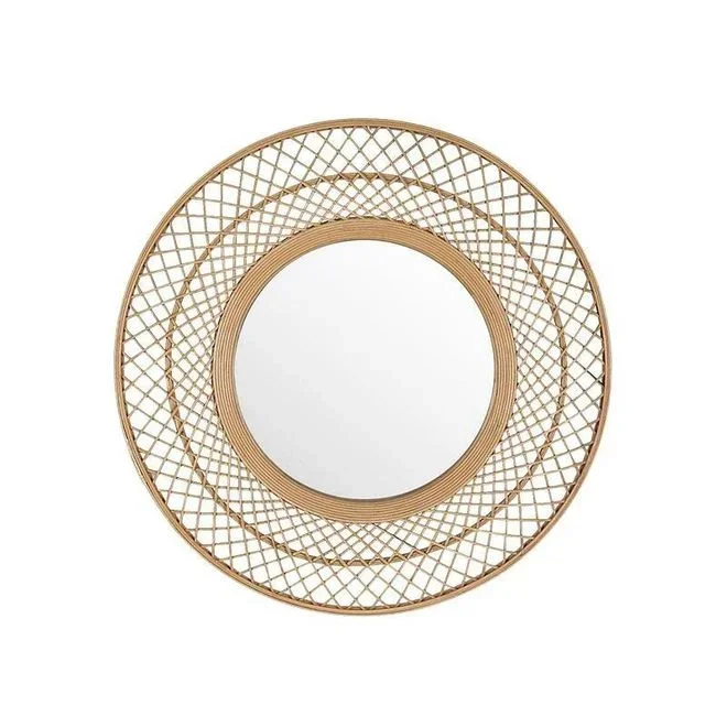 Emde – Miroir rond en rotin 70cm