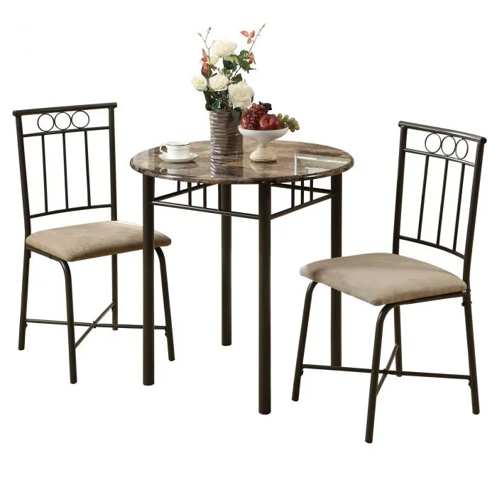 ENSEMBLE A DÎNER – ENSEMBLE 3PCS / MARBRE ESPRESSO / MÉTAL BRONZE