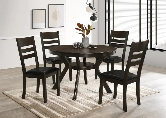 Ensemble de salle à manger 5 pièces : table, chaises échelle | Bois expresso ( Meuble Mtl )