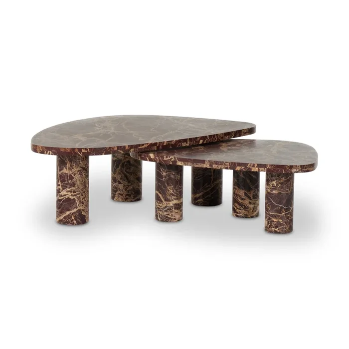 Ensemble de table basse en marbre Zion Merlot | expédition le 25/02/2024